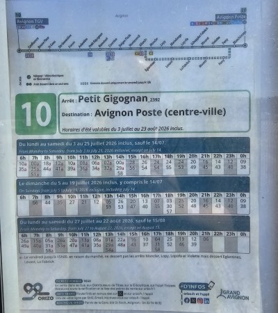 Jízdní řád Avignon linka 10